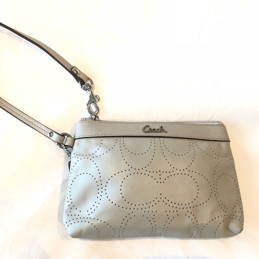 Coach light gray wristlet